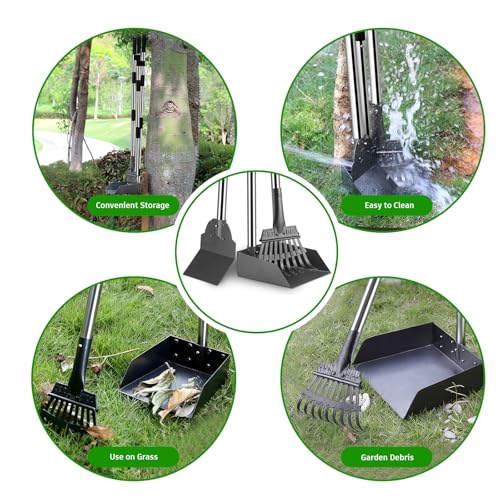 Pooper Scooper, Long Handle Dog Poop Scooper for Medium Small Dogs - color: Light Silver, size: Medium
