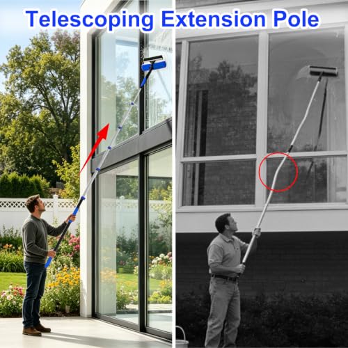 30FT Reach Telescopic Extension Pole-5-24FT Multi-Purpose Extension Pole with Easy Flip Lock, Universal Twist-on Metal Tip, Lightweight Sturdy Aluminum Paint Roller Extension Pole for Window Cleaning