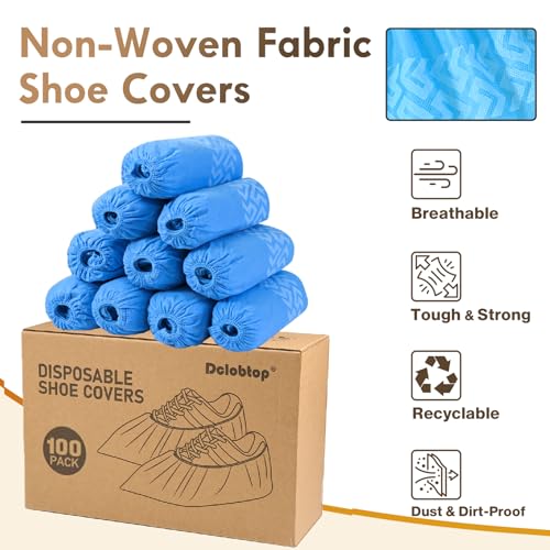 Recycable Shoe Covers Disposable Non-Slip for Indoors - 100Pack(50 Pairs) Thick Breathable Cloth Boot Covers, Large size Protector Covers Fits Up To 10 US Men and 11 US Women Size,Blue - color: Blue, size: 100 Pack(L)