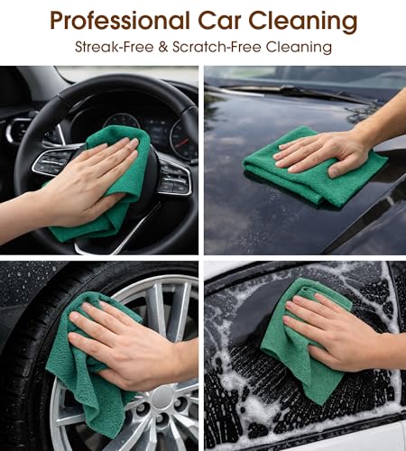 Microfiber Cleaning Cloth Roll, 100 Pack 12 x 12 Inch Tear Away Reusable Paper Towels, Thick Cleaning Towels, Absorbent Lint Free Washable Rags for Kitchen, Car, Garage and Workshop - Forest Green - color: Forest Green