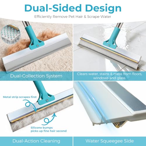 Carpet Rake for Pet Hair Removal Tool, Reusable Pet Hair Remover Broom