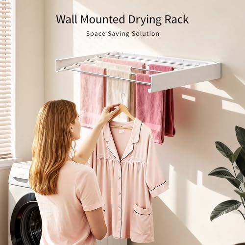 31.5 Inch Wall Mounted Clothes Drying Rack, Foldable Laundry Rack