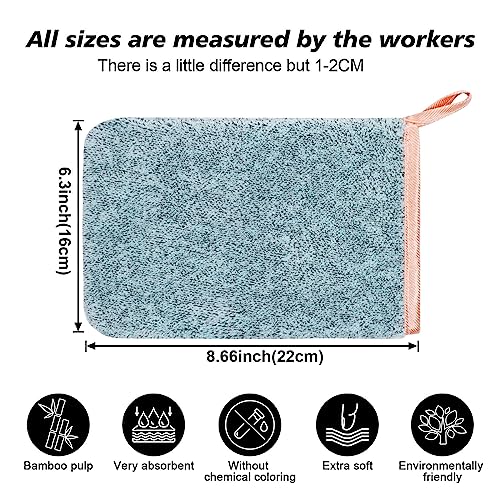 PHOGARY 6 Pack Microfiber Body Wash Mitts, 6×8 Inch Super Absorbent & Soft Face Mitten, Coral Fleece Bath Spa Cloth, Reusable Makeup Remover Mitt Gloves, 3 Colors