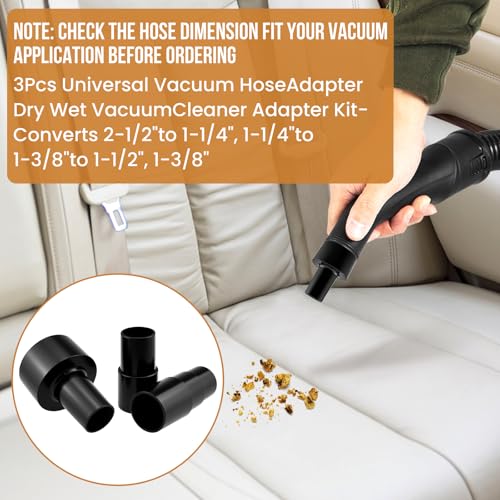 3Pcs Universal Vacuum Hose Adapter Kit, Multi-Size Adapters