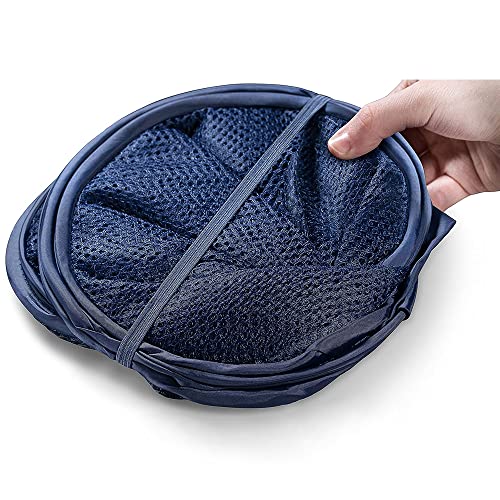 BATTOO Deluxe Strong Mesh Pop up Laundry Hamper Basket with Side Pocket for Laundry Room, Bathroom, Kids Room, College Dorm or Travel Navy Blue - color: Navy blue