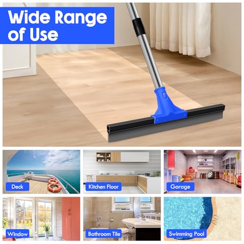 30'' Rubber Blade Floor Squeegee with 60'' Handle, Blue - color: Blue, size: 30'' Rubber Blade