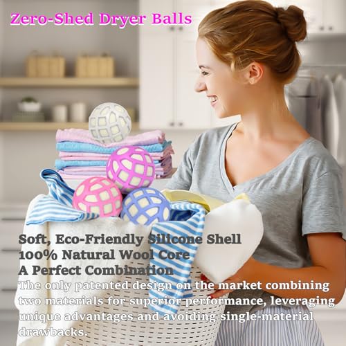 Dryer Balls – Patented Silicone Guard, Natural Wool Core, Super Anti-Tangle & Saves Drying Time, Reduces Static & Noise, Natural Fabric Softener, XL 3" Pack of 3 - color: 3 Pack Multi-color Style 2