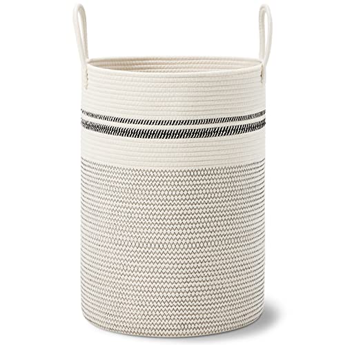VIPOSCO 72L Tall Woven Laundry Basket Hamper, Stripe White - color: Stripe White, size: 72L