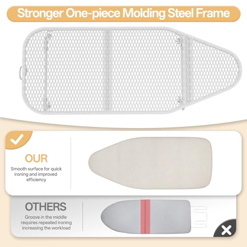 Small Ironing Board Tabletop, All-Metal Mesh Panel, for Dorm Apartment - color: Cream White