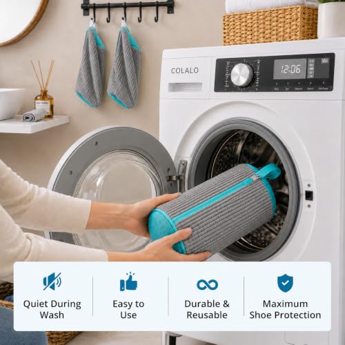 Shoe Washing Machine Bag – 2Pcs Shoe Cleaning Laundry Bags for Sneakers (Grey) - color: Grey