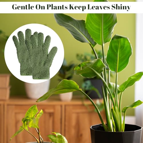 Microfiber Dusting Gloves for Plants, Cleaning Houseplants Gloves - color: Dark Green