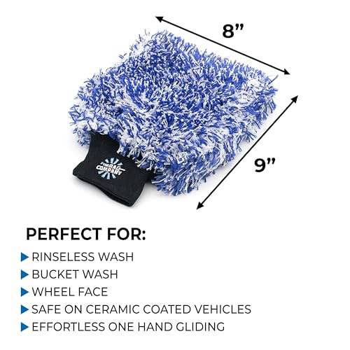The Rag Company Cyclone Ultra Car Wash Mitt, Blue + Black, 8x9 in, 2-Pack