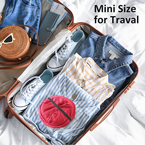 TECHMILLY Collapsible Mesh Pop Up Laundry Hamper with Sturdy Handles and Side Pocket - Portable Foldable Clothes Baskets for Dorm, Bathroom & Travel Storage (Pink) - color: Pink, size: 1 Pack