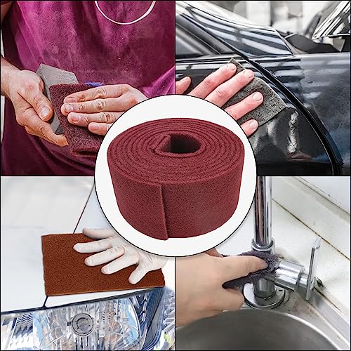 Maroon General Purpose Scuff Pads, Scuffing, Scouring Pad, Sanding, Paint Primer Prep Scratch - Surface Preparation Pad Car Auto Body Woodworking 7447-Premium, 5 Inches*15 Feet - color: Maroon, style: 5 Inches*15 Feet
