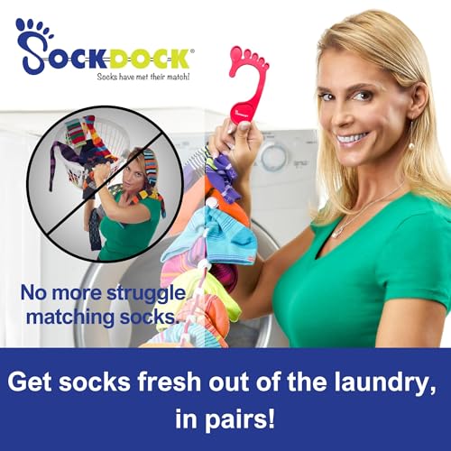 Sock Laundry Solution for Washing Drying & Storing Socks in Pairs, Clip & Hold Socks in Washer Dryer & Closet 2-Pack - color: Red