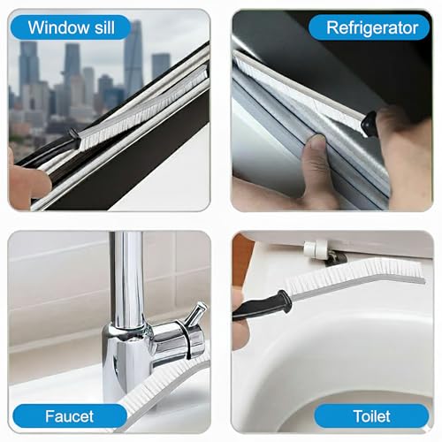 Crevice Cleaning Brushes Set 6 Pack, Small Grout and Gap Cleaner Brushes for Shower, Tile, Toilet, Kitchen and Bathroom, Narrow Scrub Brushes for Household Use and Deep Cleaning White