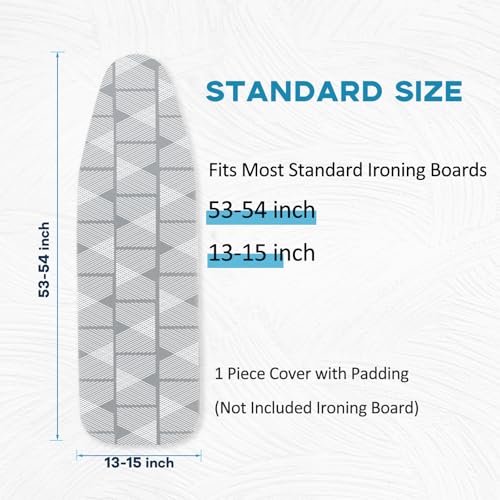 Ironing Board Cover and Pad 15x54, RAINHOL Gray Pattern Standard Size - color: Gray Pattern, size: 54"L x 15"W