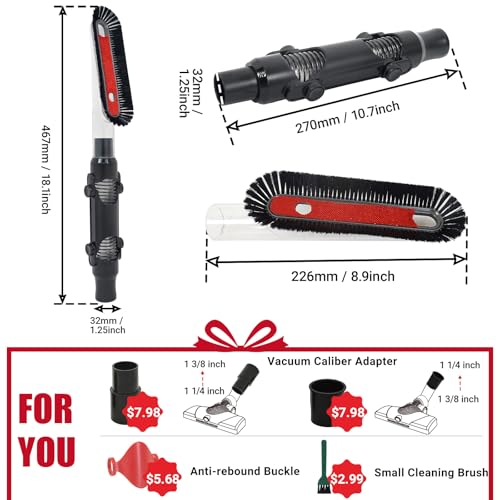 EZ SPARES 32mm Multi-Angle Dusting Brush Kit, 180° Locking, 35mm Adapter - color: Black