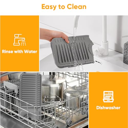 24'' Longer Faucet Mat for Kitchen Sink Water Splash Guard Behind Faucet - color: Gray, size: 24" x 5.5"