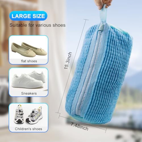 Reusable Shoe Washing Bag for Washing Machine - Simulate Hand Wash, Protect Shoes & Fit All Footwear - Large Capacity Laundry Bag for Sneakers, Flats & Kids Shoes 2 PCS (Blue) - color: Blue