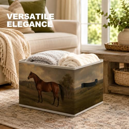 Vintage Horse Equestrian Fabric Storage Basket Hampers - color: Color-8