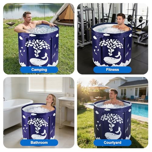 Portable Foldable Bathtub, Collapsible Adult Bath Tub for Hot SPA and Ice Bath, Space-Saving Storage, Durable PVC Material (Whale, 27inch) - color: Whale
