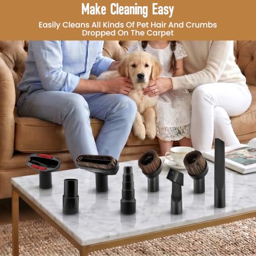8Pcs Horse Hair Vacuum Brush Set, Universal Vacuum Attachments