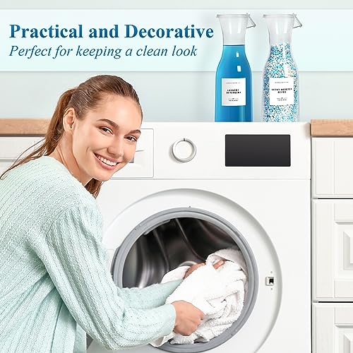 Laundry Detergent Dispenser Bottle 40oz with Waterproof Label for Laundry Detergent Soap Fabric Softener Bleach Scent Booster Beads, Sturdy PET Bottle for Laundry Room Decor 2 Pack White - color: 2 Pack 40oz-White