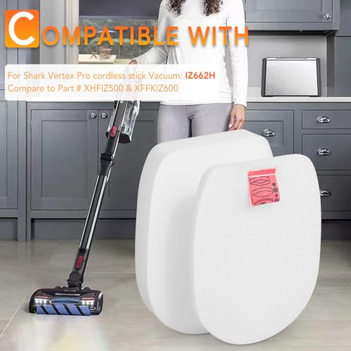 IZ662H Felt and Foam Filter Replacement for Shark IZ662H Vertex Pro Lightweight Cordless Stick Vacuum Cleaner, 3 Pack Pre-Motor Compare to Part XFFKIZ600 - size: IZ661H(1HEPA+3Foam Felt)