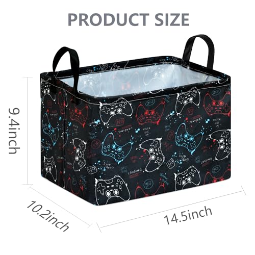 Rectangular Game Controller Storage Basket with Handles, Hamper Storage Basket Collapsible Organizer Bin for Home, Game Room Bed, Gifts,Toys, Kitchen Storage - color: Game Controller