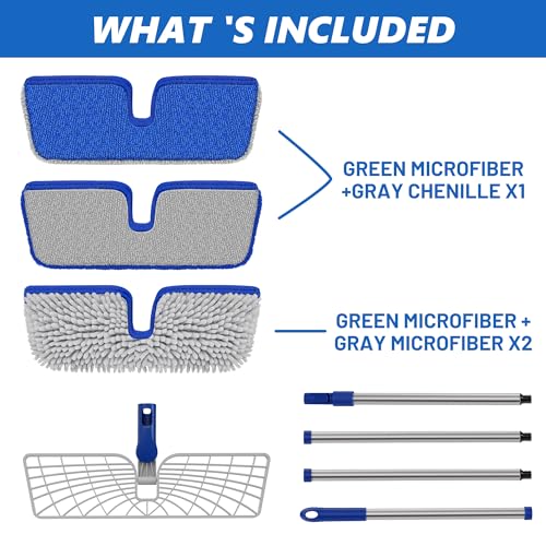 2-Sided Microfiber Dust Mop for Hardwood Floors & Walls - color: Blue Gray, size: 15" Mop