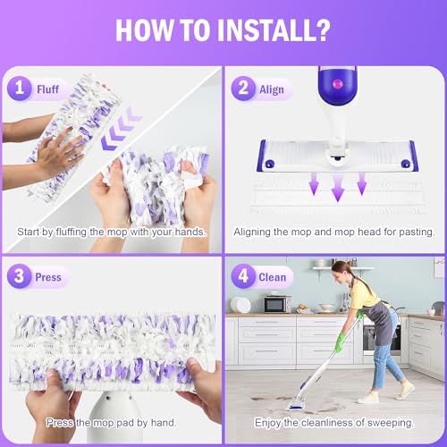 25 Pack Disposable Mop Pads for PowerMop Multi-Surface Floor Mop - size: 25*Purple