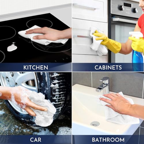 GLIMGLINT Microfiber Cleaning Cloth, 150 Pack Towels for Cars 14 X12 Inch - color: White