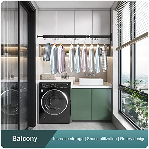 BOQORAD Drying Rack Clothing,Clothes Drying Rack Wall Mounted,Collapsible Hanging Racks for Laundry,Laundry Drying Rack,Wall Mounted Clothes Rack - color: Black