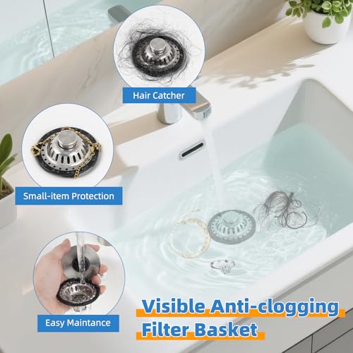 Universal Bathtub Drain Stopper, Brass Metal Shower Hair Catcher, Brushed Nickel - color: Brushed Nickel