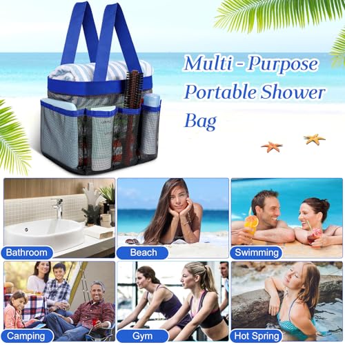 Hillban 4 Pcs Portable Mesh Shower Caddy, Blue - color: Blue
