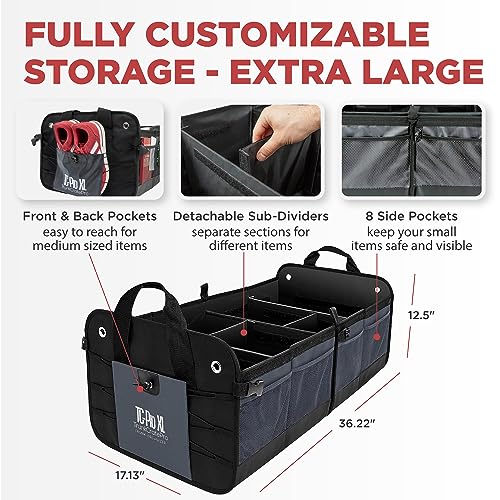 Car Trunk Organizer for SUV, Truck & Auto Cargo Storage, Foldable, Grey, XL - color: Gray, size: ExtraLarge