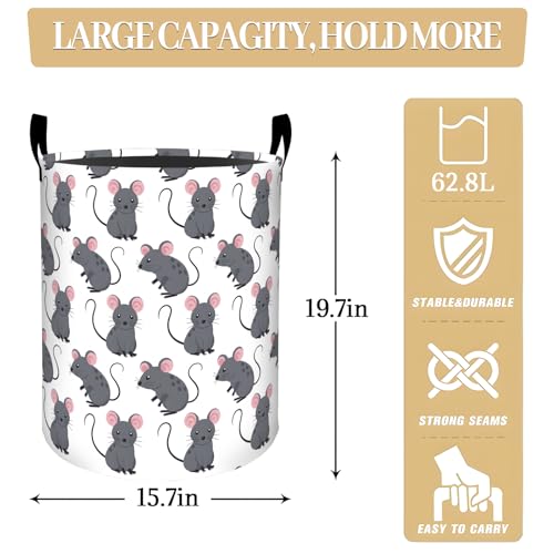 Playful Cartoon Mice Laundry Basket, Dorm Nursery Foldable Laundry Hamper Organizer for Bathroom Decor, Toy Clothes Storage Box for Bedroom 19.7x15.7 Inch - style: Mice12
