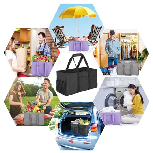 Extra Large Utility Tote Bag - Reusable Grocery Bags Foldable Heavy Duty - color: Black, style: Lidless