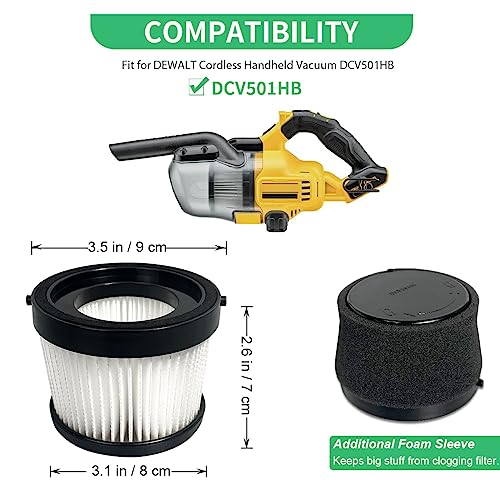 4 Pack DCV5011H HEPA Filter Fit for DEWALT DCV501HB Cordless Handheld Vac - size: 4pcs