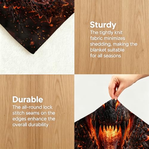 Lava Fire Dragon Blanket, Soft Flannel Fleece Throw 60" x 80" - color: Lava Fire Dragon, size: 60"x80"