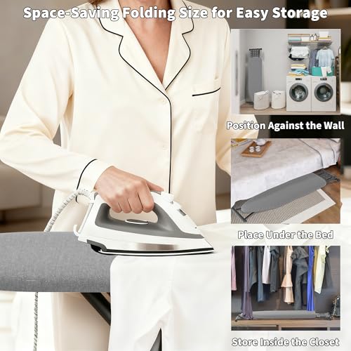 Ironing Board, 43"×13" with Iron Rest, Sturdy 4 Layer 7 Adjustable Height - color: Gray, size: 43"L x 13"W