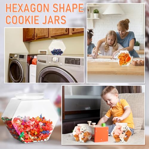 Uiifan Plastic Candy Jar with Lid Clear Hexagonal Fish Bowls,129Oz - size: 129 oz