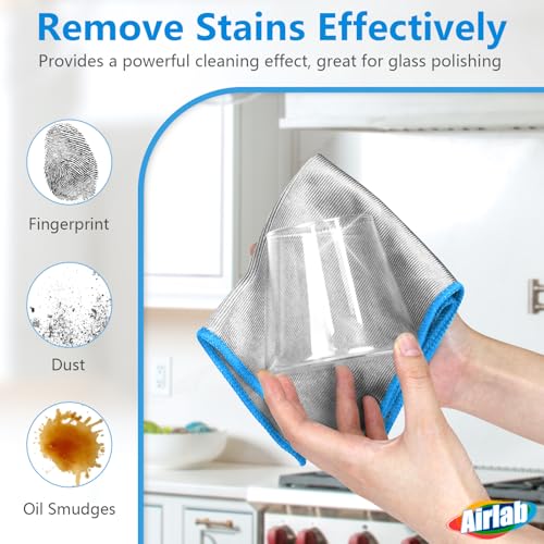 Airlab Glass Polishing Streak Free Miracle Cleaning Cloth, Sliver-Blue - color: Sliver-blue