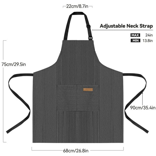 NLUS 2 Pack Kitchen Cooking Aprons, Adjustable Bib Soft Chef Apron with 2 Pockets for Men Women (Black Pinstripes/Pink Pinstripes) - color: Black Pinstripes/Pink Pinstripes