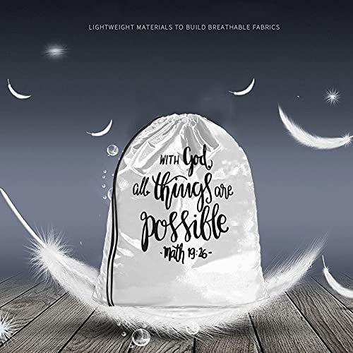 Bible Verse Drawstring Yoga Bags for Men & Women - Hope 'All Things Are Possible' Quote, Hand Drawn Design, Gym Sack, Sports Bag - color: Multi-a156