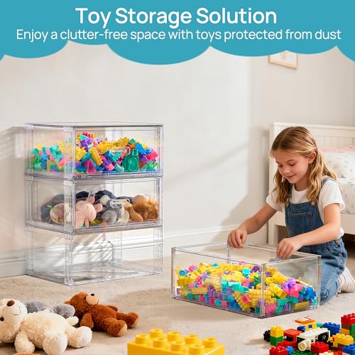 Vtopmart 4 Pack Large Clear Stackable Storage Drawers 23QT - size: Large