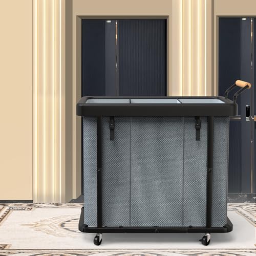 Laundry Hamper 3 Section with Lid,230L Rolling Dirty Clothes Hamper Grey - color: Gray-3 Section, size: 60 Gal