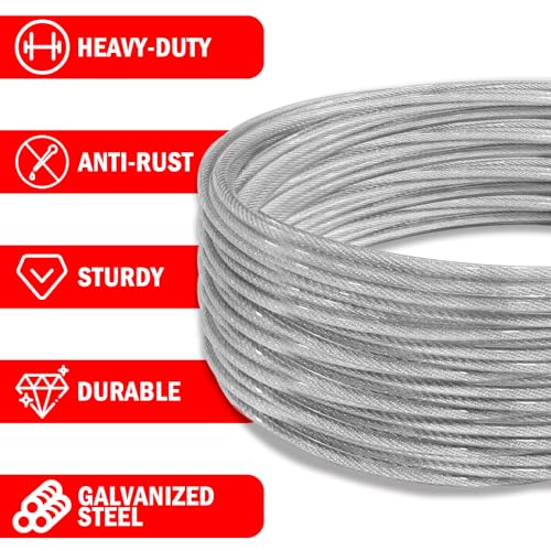 Clothes Line Outdoors 40ft Fixed with Hooks Heavy Duty