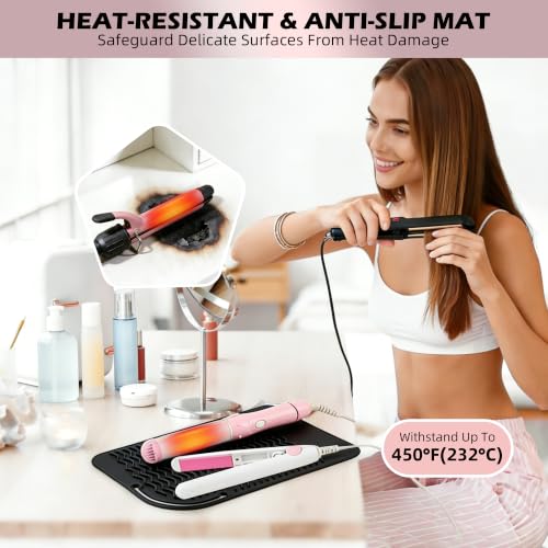 Silicone Heat Resistant Mat for Hair Tools, 11" x 7.5", Black - color: Black